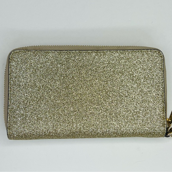 Michael Kors Jet Set Travel Glitter Pale Gold Phone Case Wristlet Wallet - Picture 4 of 12
